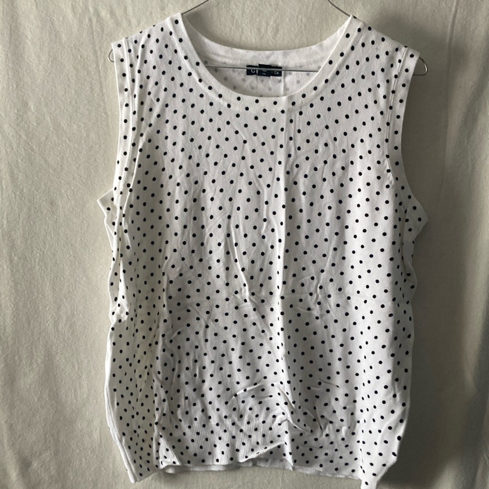 George  White Polka Dot Sleeveless Top